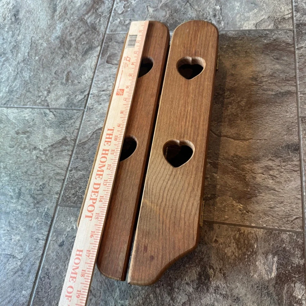 Cottagecore Vintage Wooden Wall Shelf Heart Cutouts Shutter Doors Handcrafted